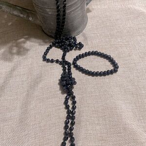 Black Beaded Necklace with Bracelet